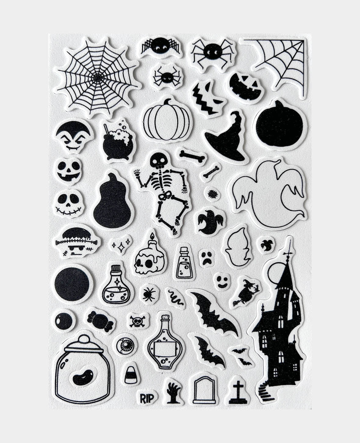 Gummistempel Halloween, 13 x 1 x 19 cm, 50 Motive, 1 Bogen