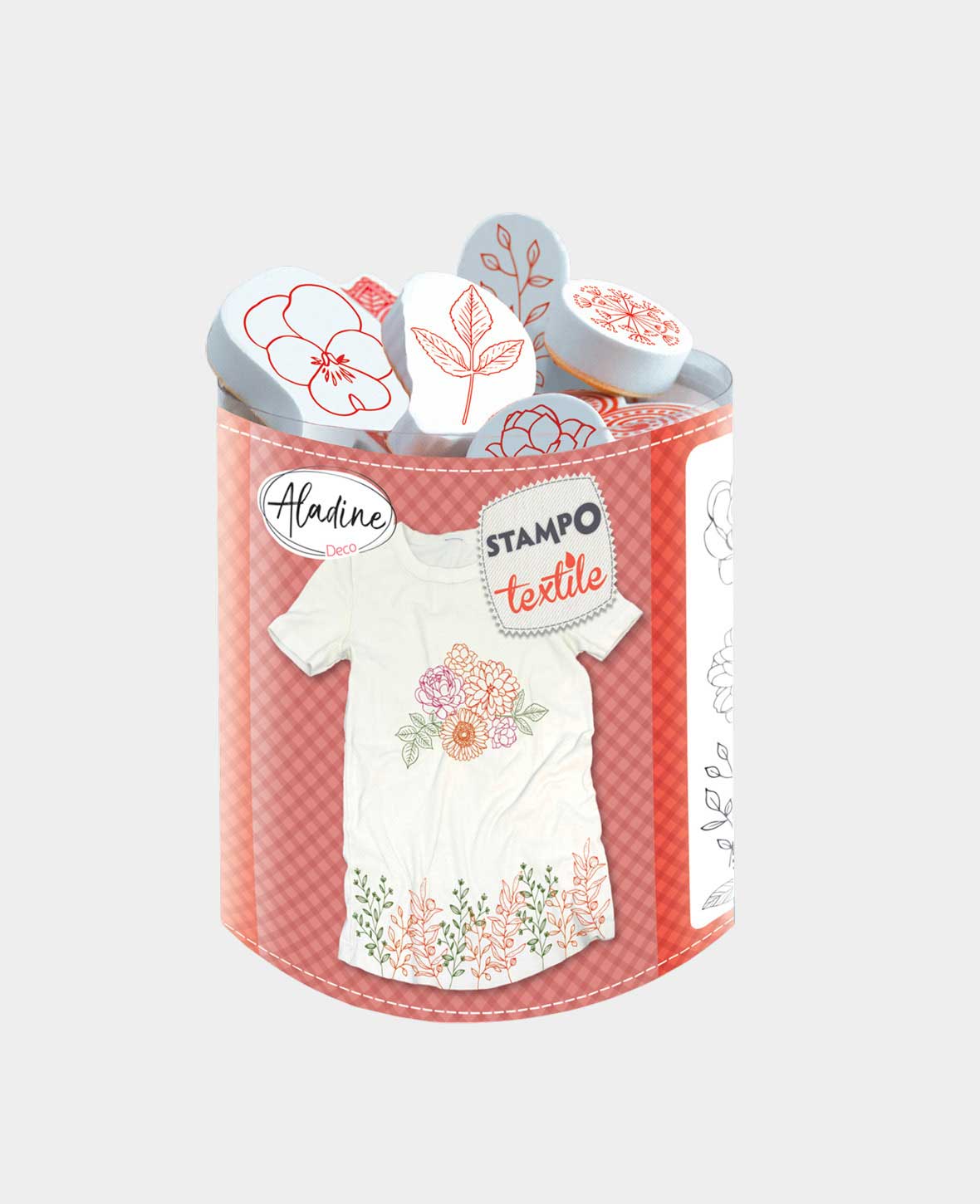 Textilstempelset Blumen und Blätter