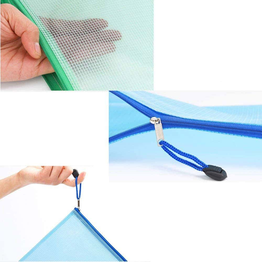 Tear-resistant A4 Document Pouch Extra Strong Zipper Folder, 10 pcs.