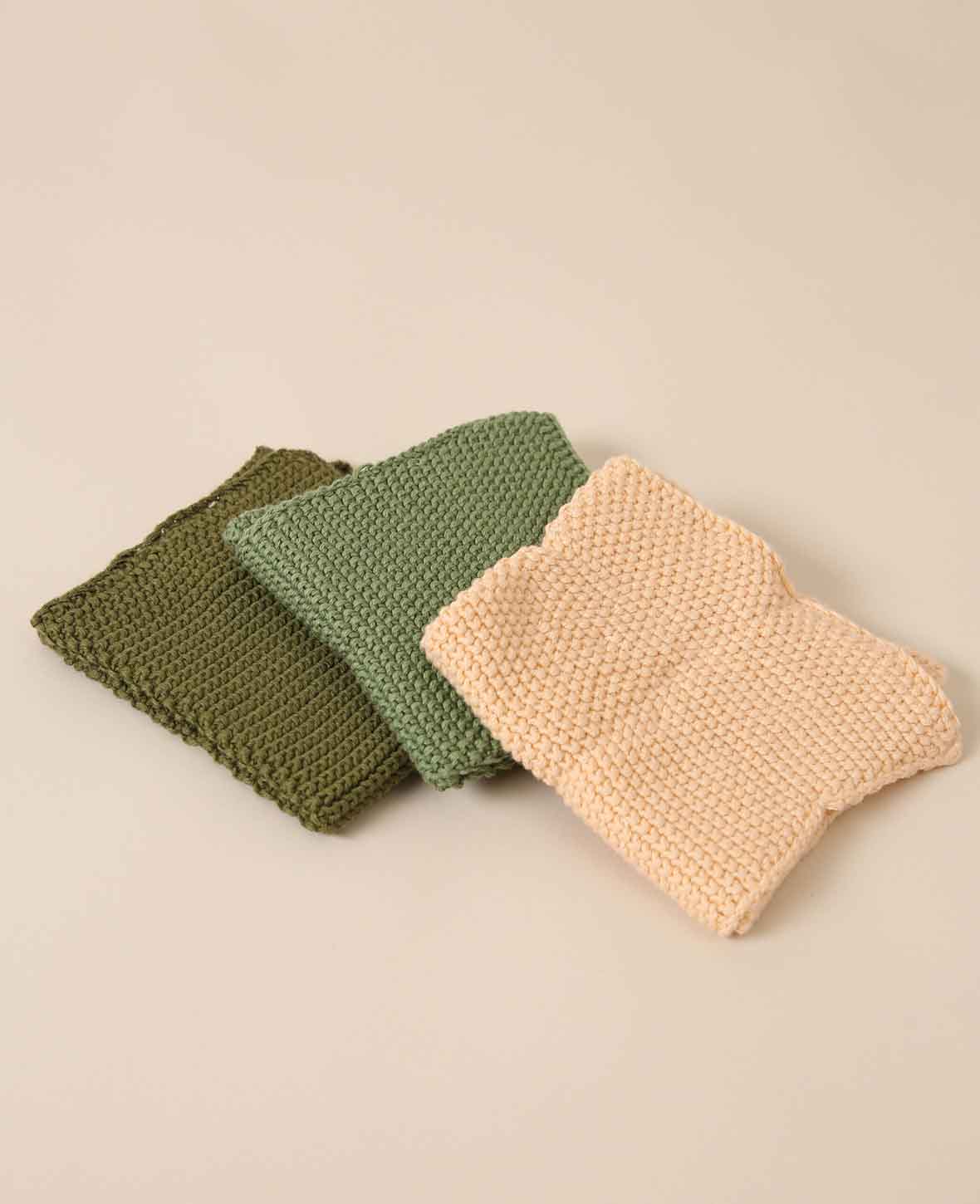 Knitted Dishcloths, 3 pcs., blush