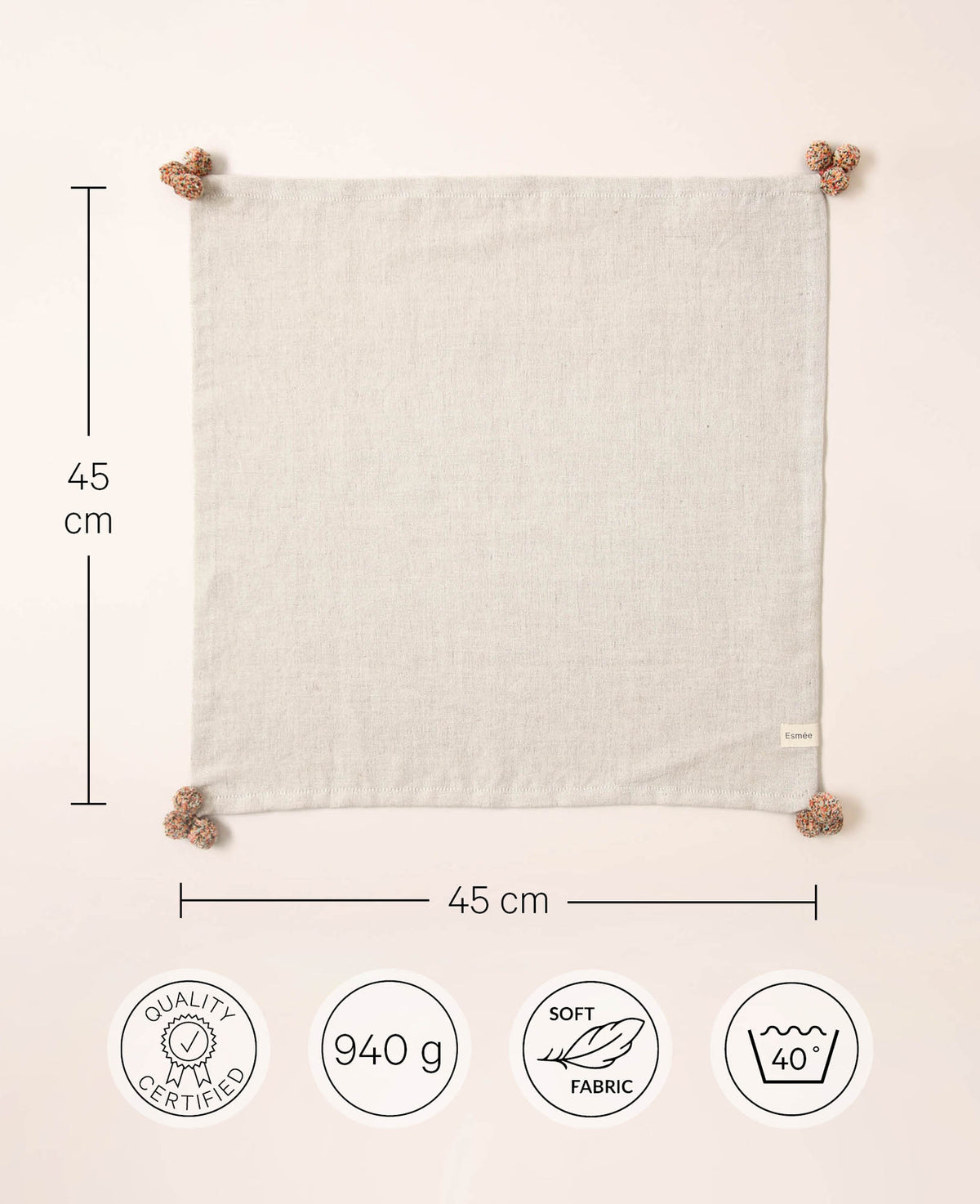 Cleo Serviette Douce, Pompon, 45x45