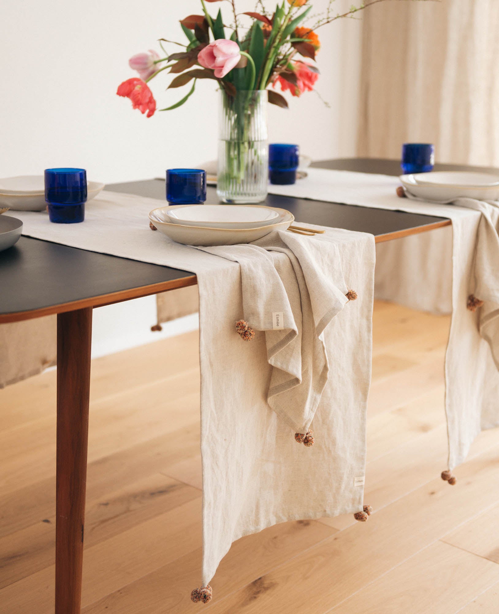 Cleo Table Runner, Pompom, 45x185
