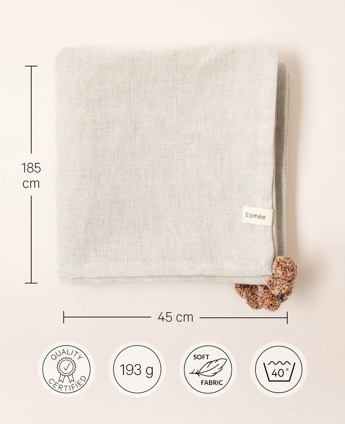 Cleo Chemin de table, pompons, 45x185