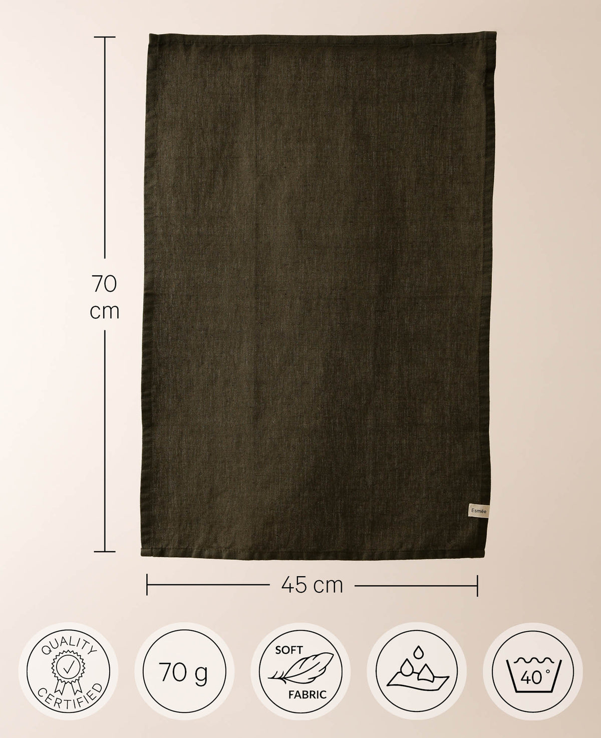 Nura Kitchen Towel, olive, 45x70