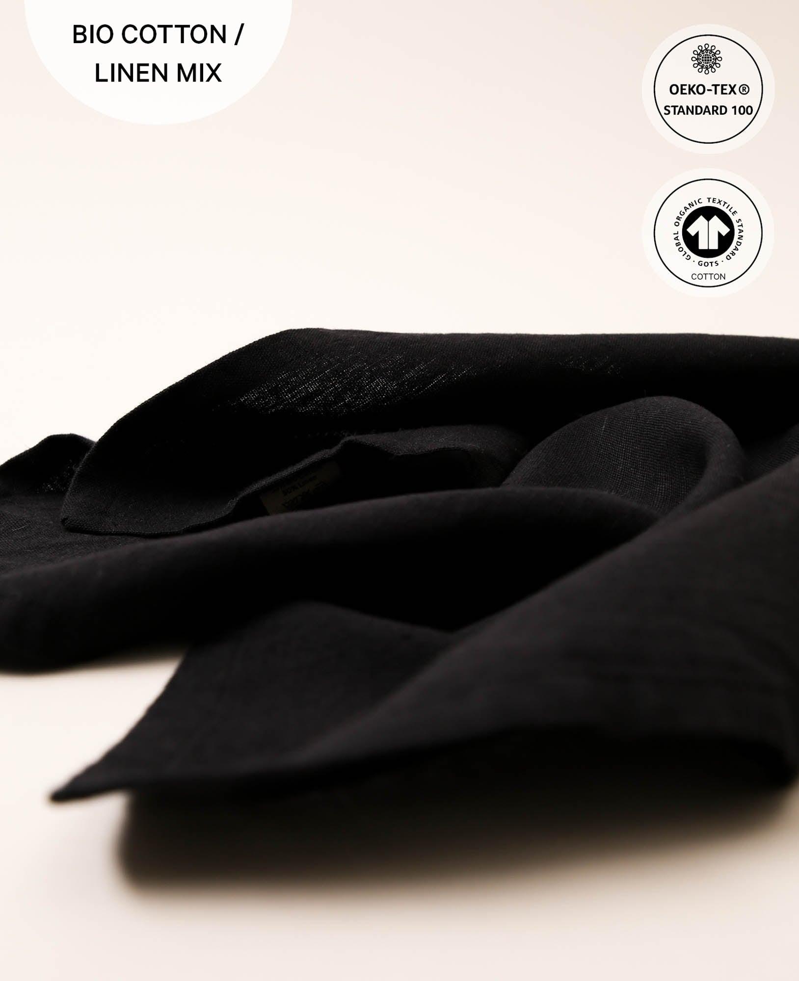 Serviette en tissu Mani, noire, 45x45