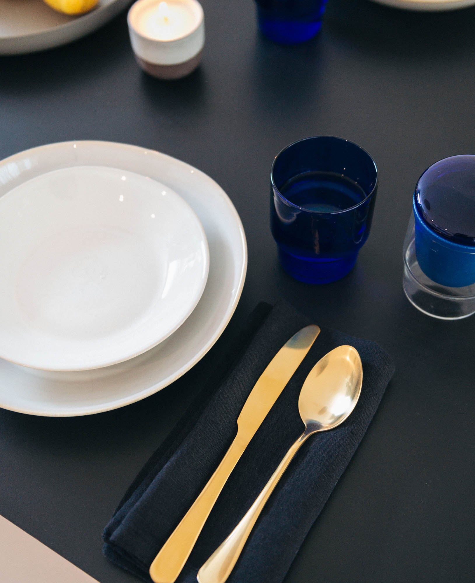 Serviette en tissu Mani, noire, 45x45