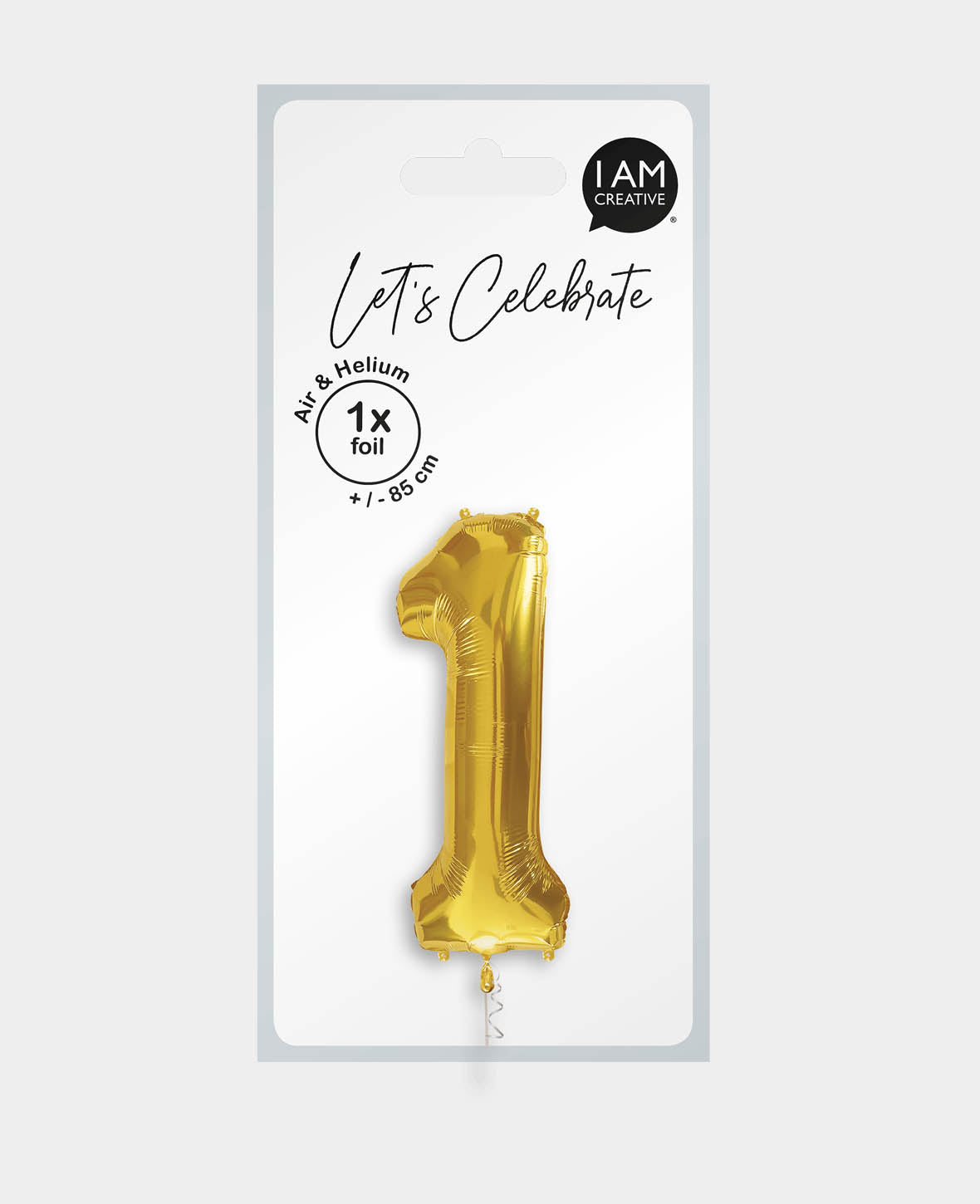 Foil Balloon Number "1", 85 x 30 x 15 cm, Gold
