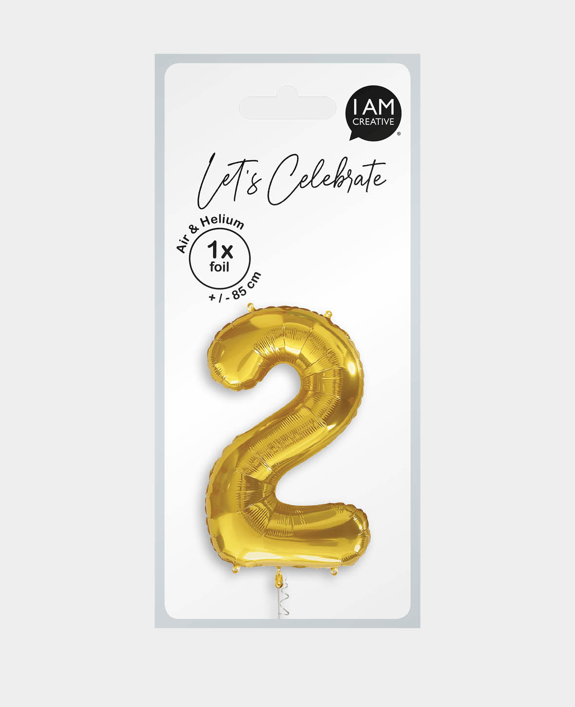 Ballon aluminium chiffre "2", 85 x 45 x 15 cm, Doré