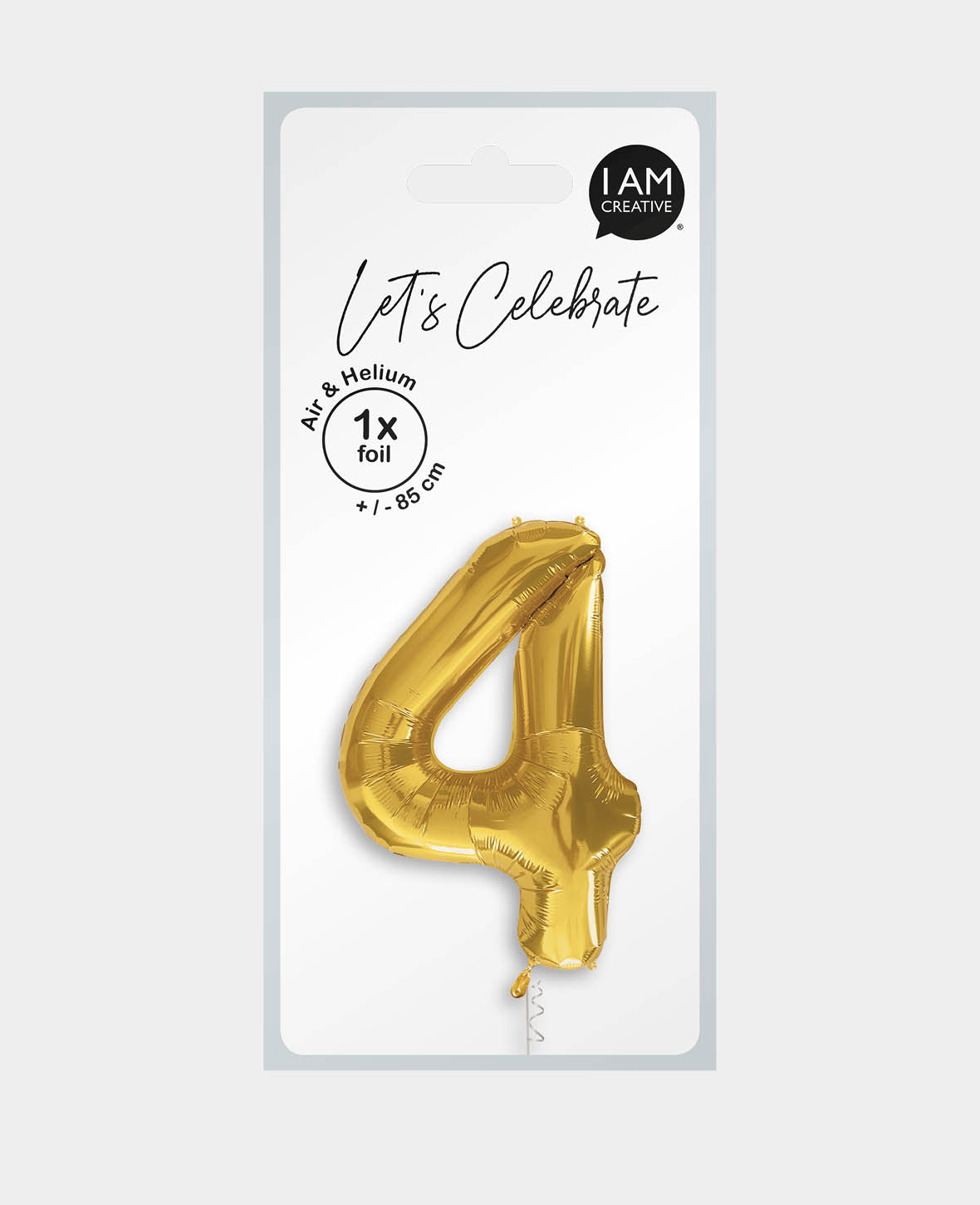 Ballon chiffre "4" en aluminium, 85 x 50 x 15 cm, doré