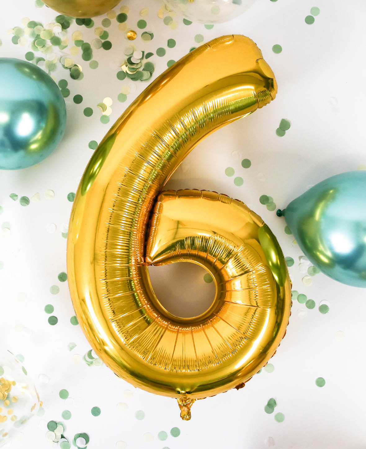 Foil Balloon Number "6", 85 x 50 x 15 cm, Gold