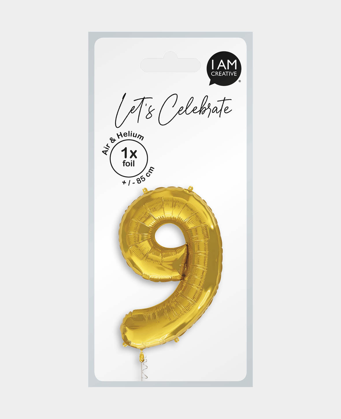 Foil Balloon Number "9", 85 x 50 x 15 cm, Gold
