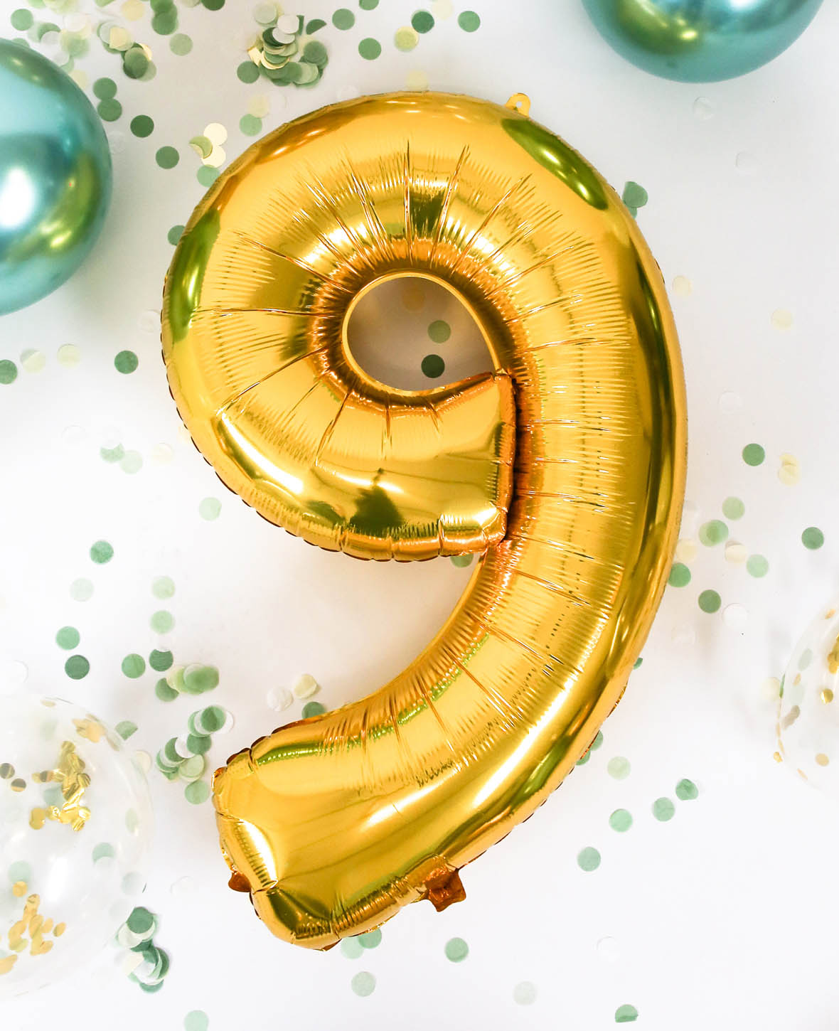 Foil Balloon Number "9", 85 x 50 x 15 cm, Gold