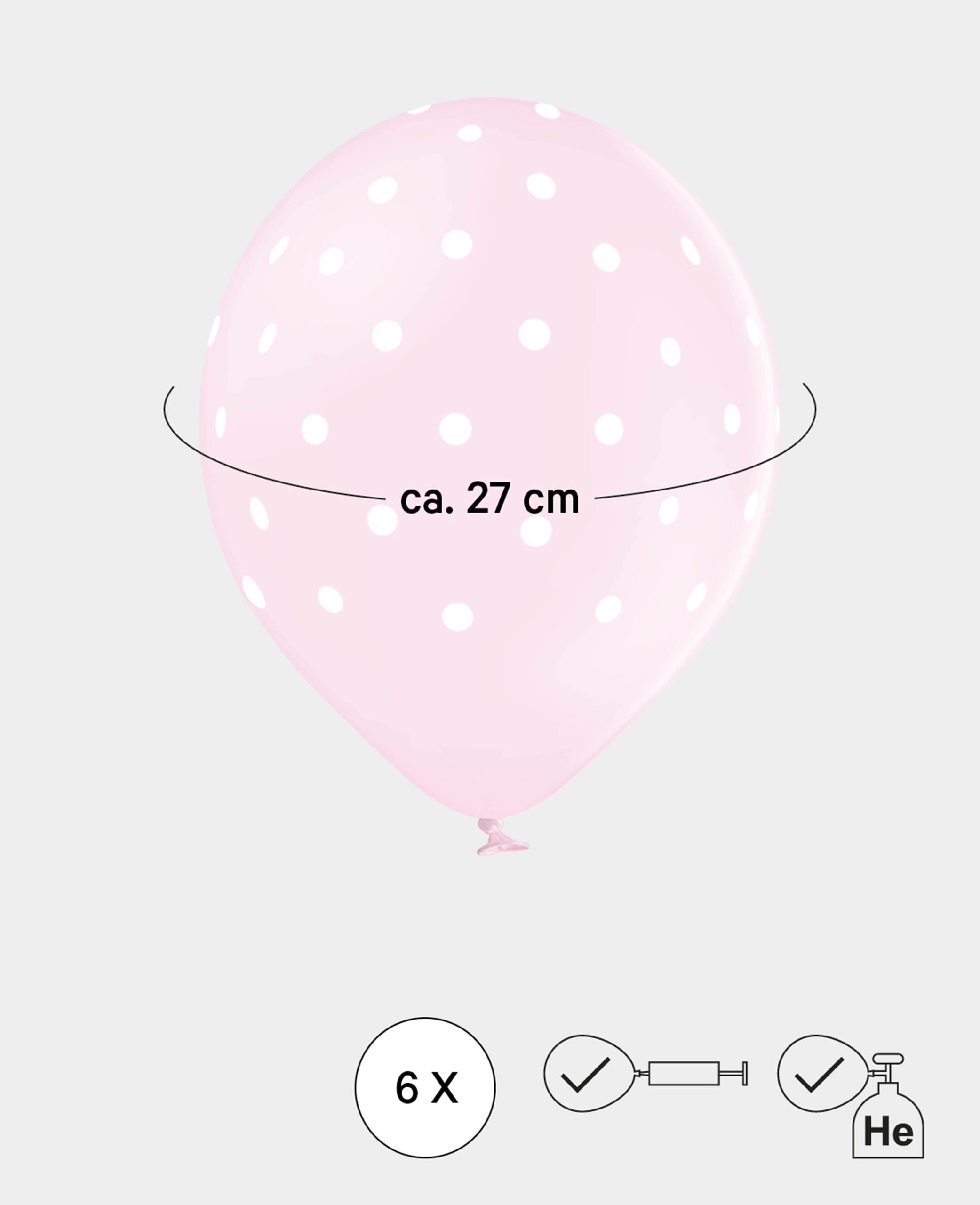 Balloons Polka Dot, 27 cm, Pastel, 6 pcs.