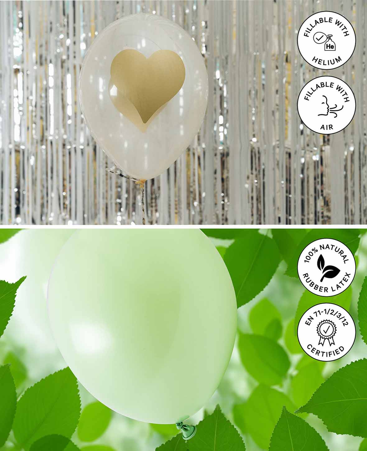 Ballons cœur, 27 cm, transparent, 6 p.