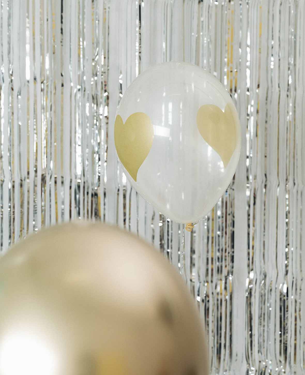 Ballons cœur, 27 cm, transparent, 6 p.