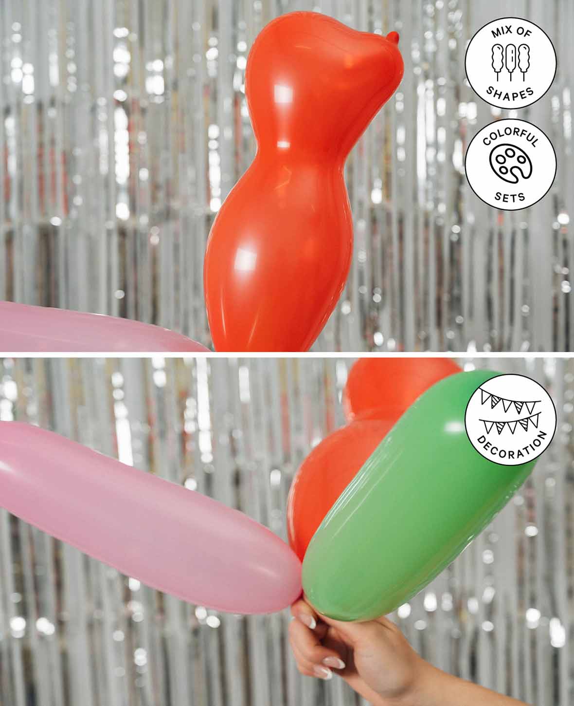 Balloons assorted shapes & colors, 20 cm, 20 pcs.