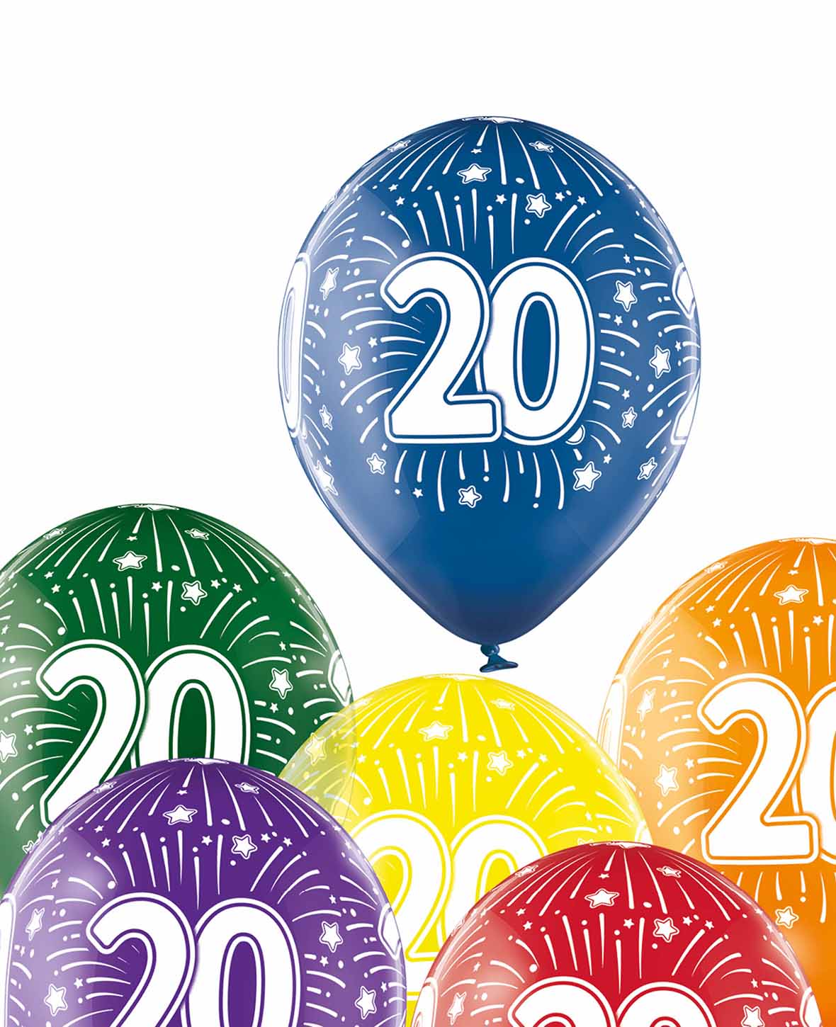 Balloons "20", 27 cm, Assorted, 6 pcs.