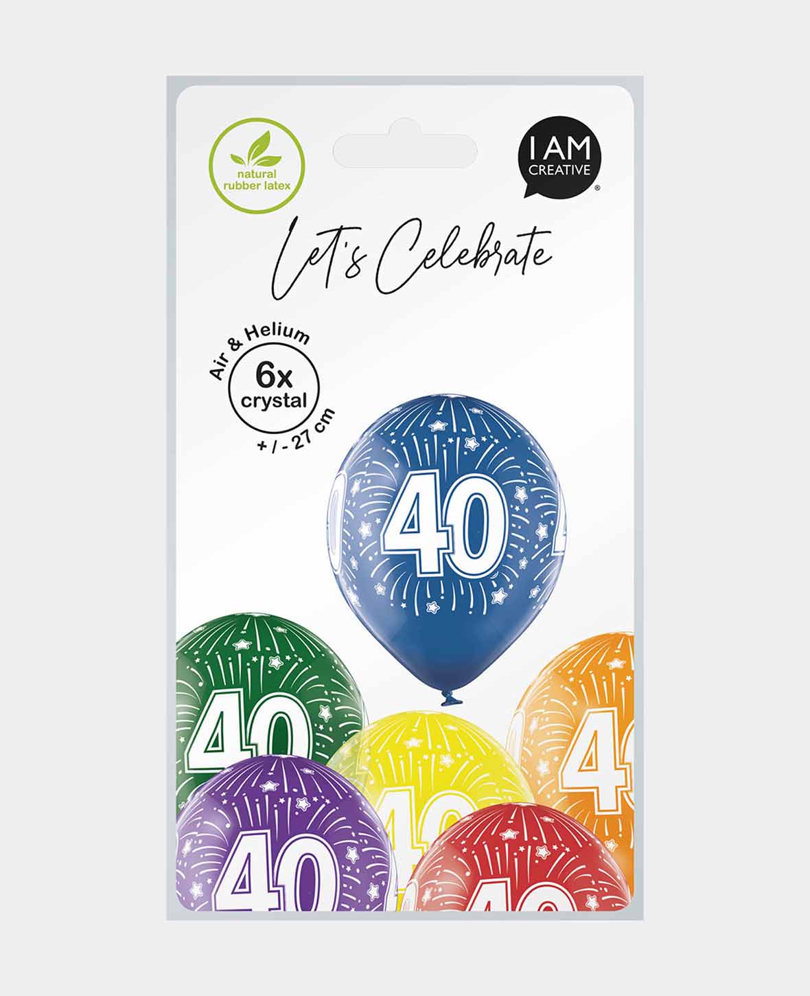 Balloons "40", 27 cm, Colorful, 6 pcs.
