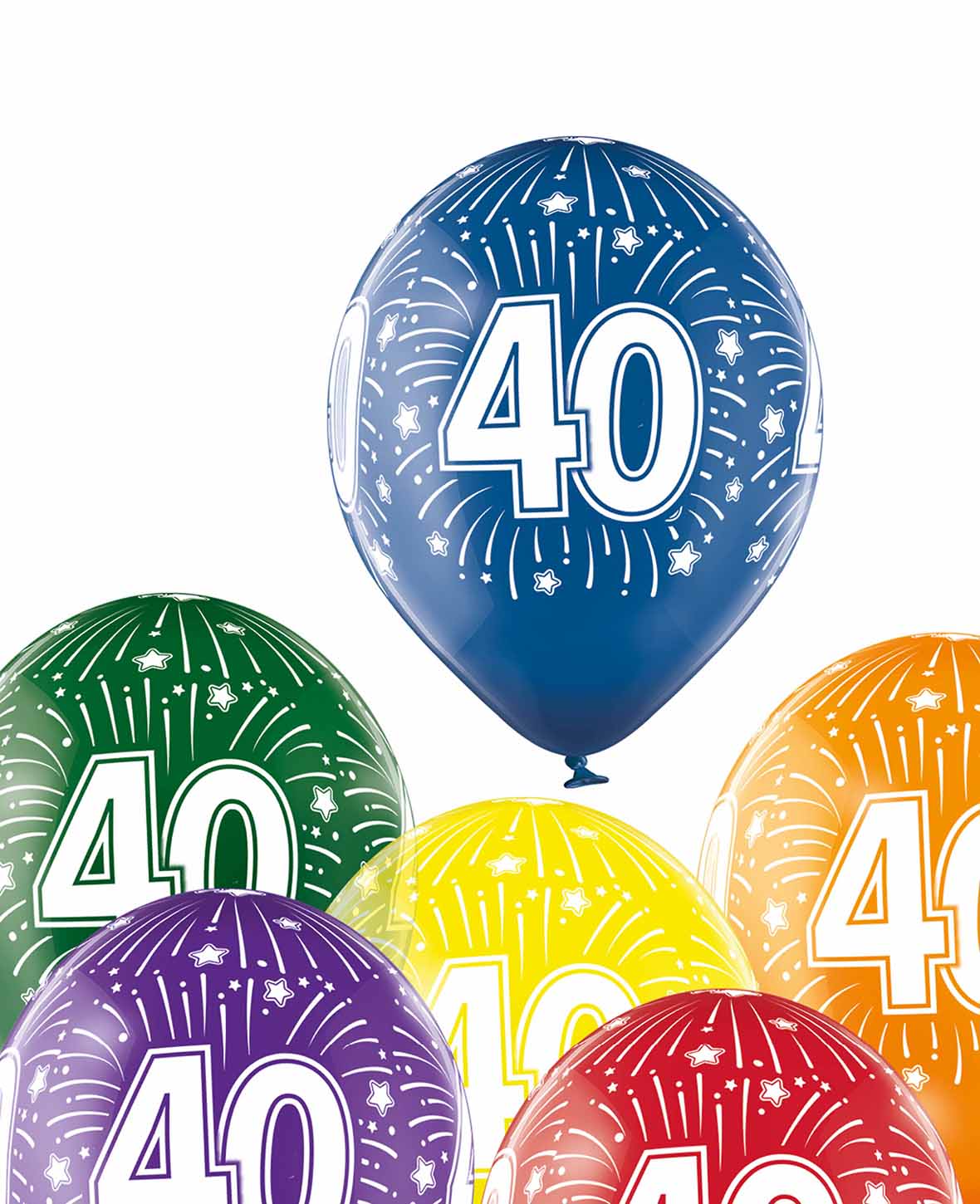 Balloons "40", 27 cm, Colorful, 6 pcs.