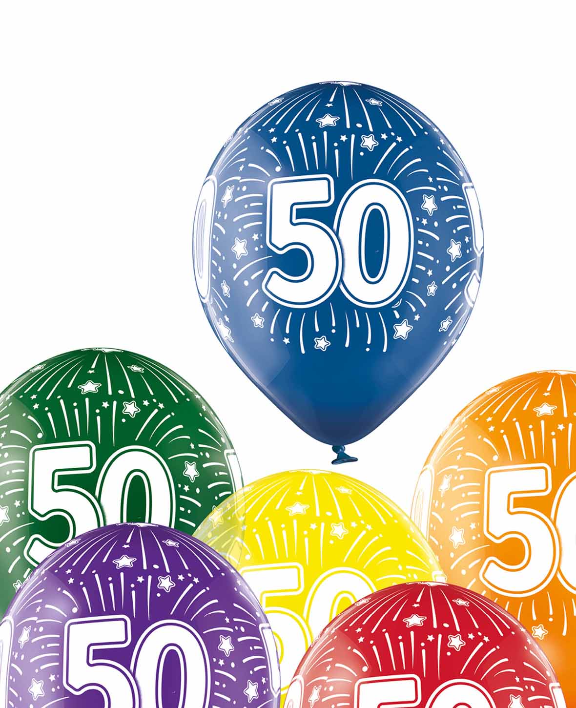 Balloons "50", 27 cm, Colorful, 6 pcs.