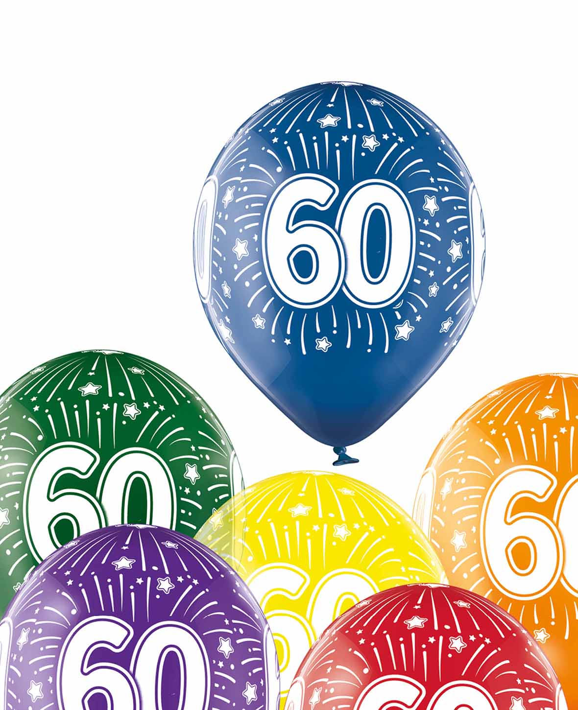 Balloons "60", 27 cm, Colourful, 6 pcs.