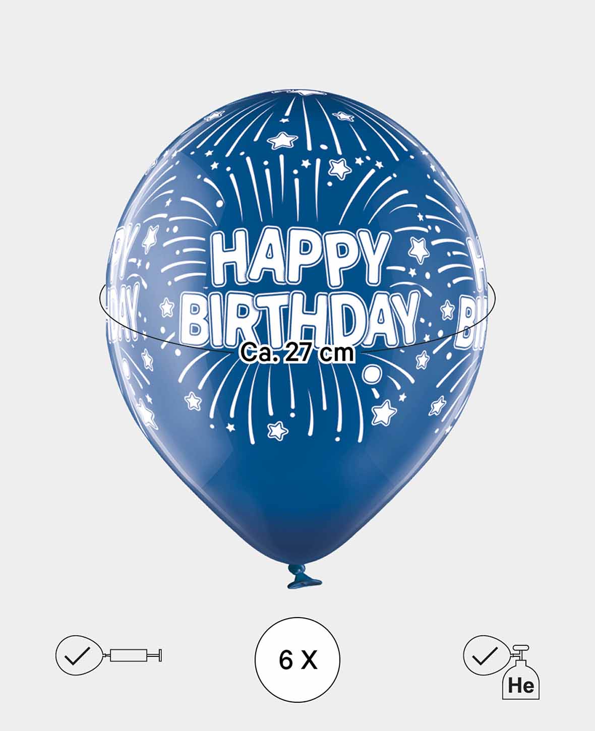 Balloons Happy Birthday, 27 cm, Colorful, 6 pcs.
