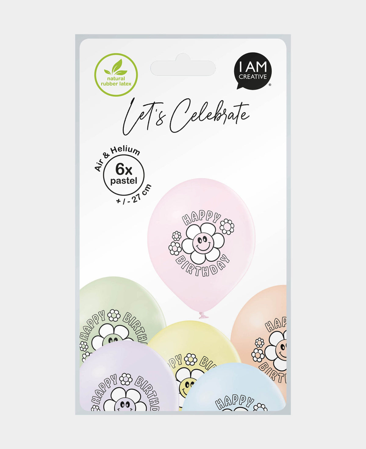 Balloons Daisies Birthday, 27 cm, Pastel colours, 6 pcs.