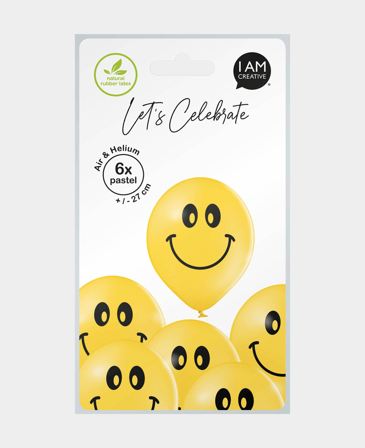 Balloons Smiley, 27 cm, Yellow, 6 pcs.