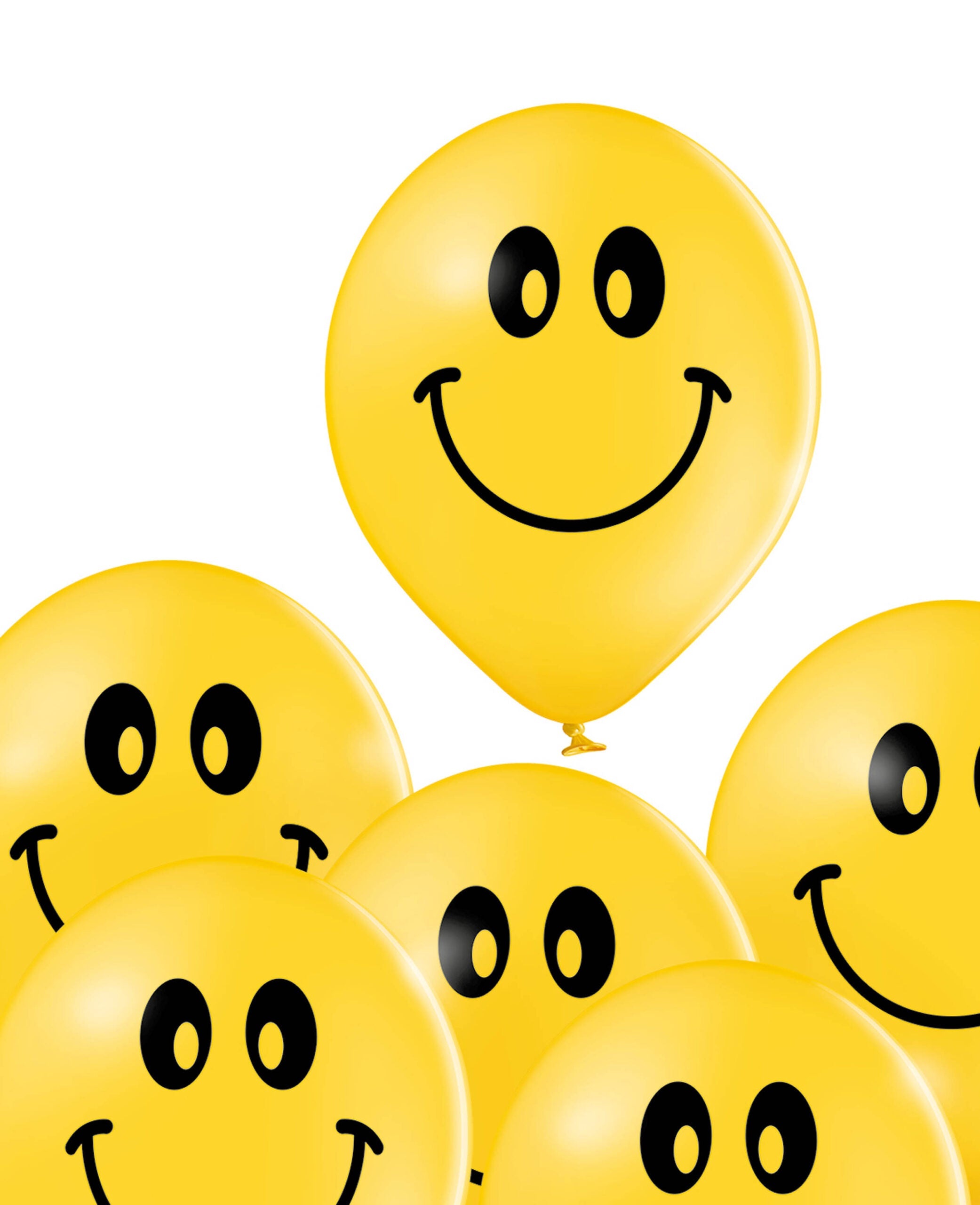 Balloons Smiley, 27 cm, Yellow, 6 pcs.
