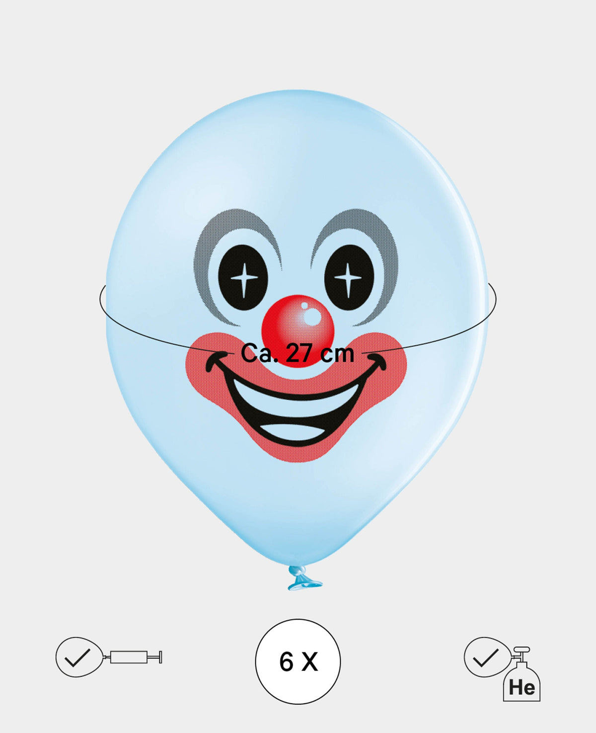 Ballons de clown, 27 cm, Couleurs assorties, 6 pièces
