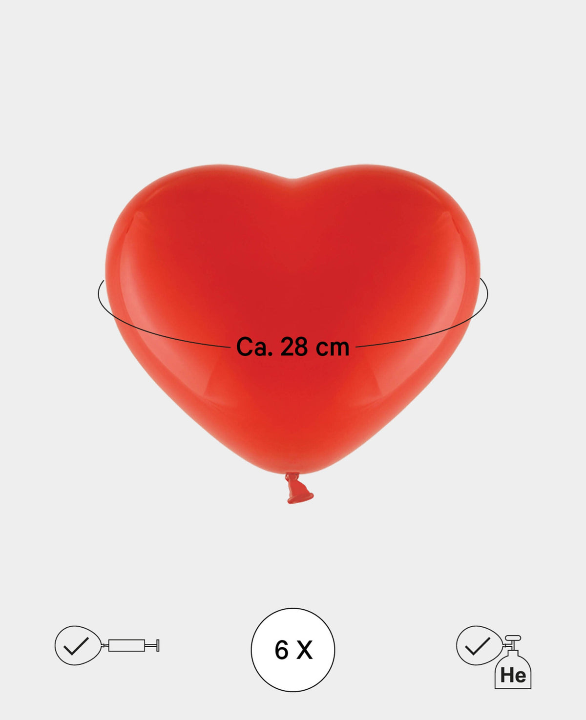 Herzballone, 28 cm, Rot, 6 Stk.