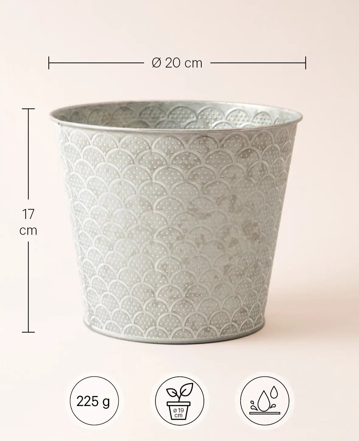 Tin pot, Oriental, 19.5x17.5cm