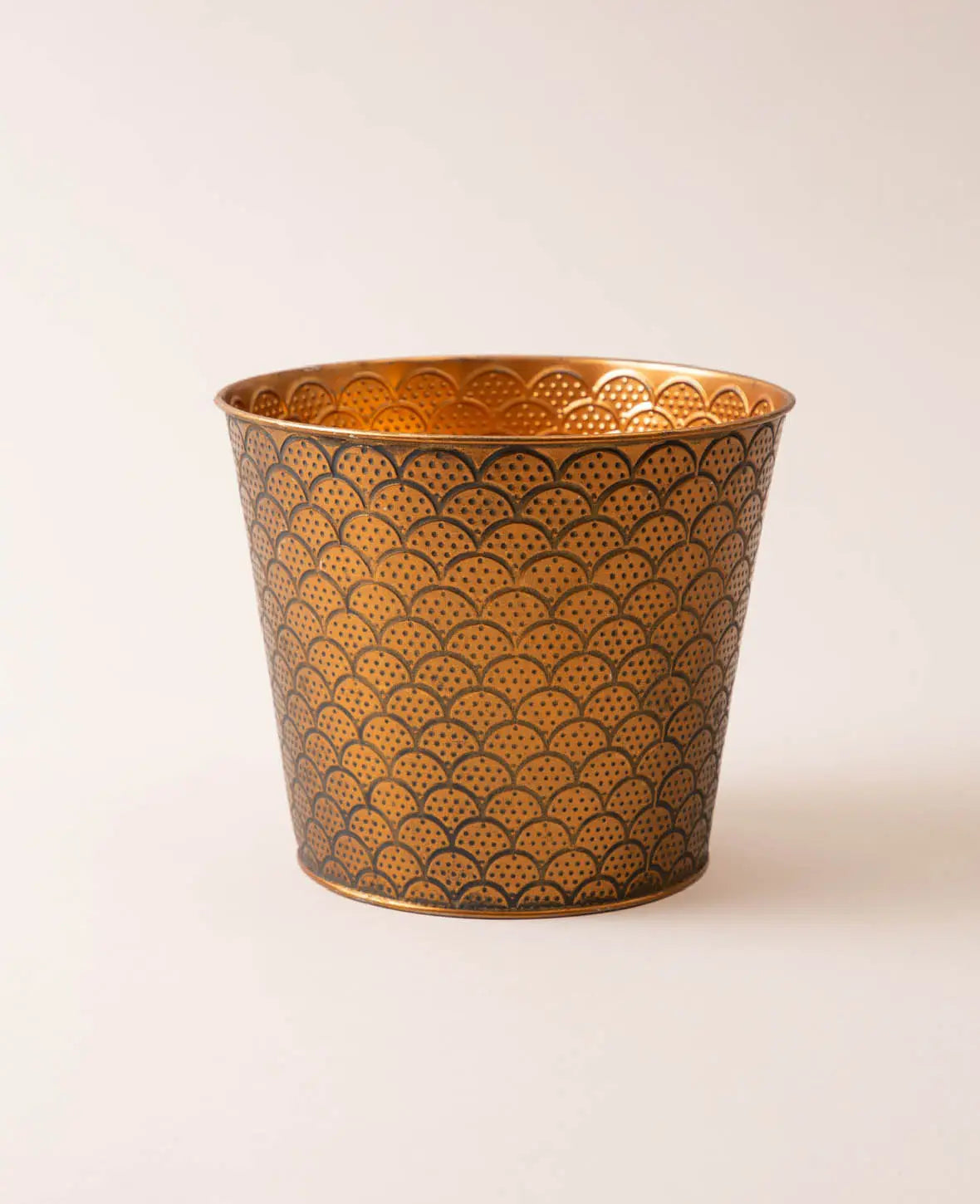 Blumentopf / Übertopf aus Blech, Kupferfarben mit Orient-Muster, Ø 20 x H 17 cm