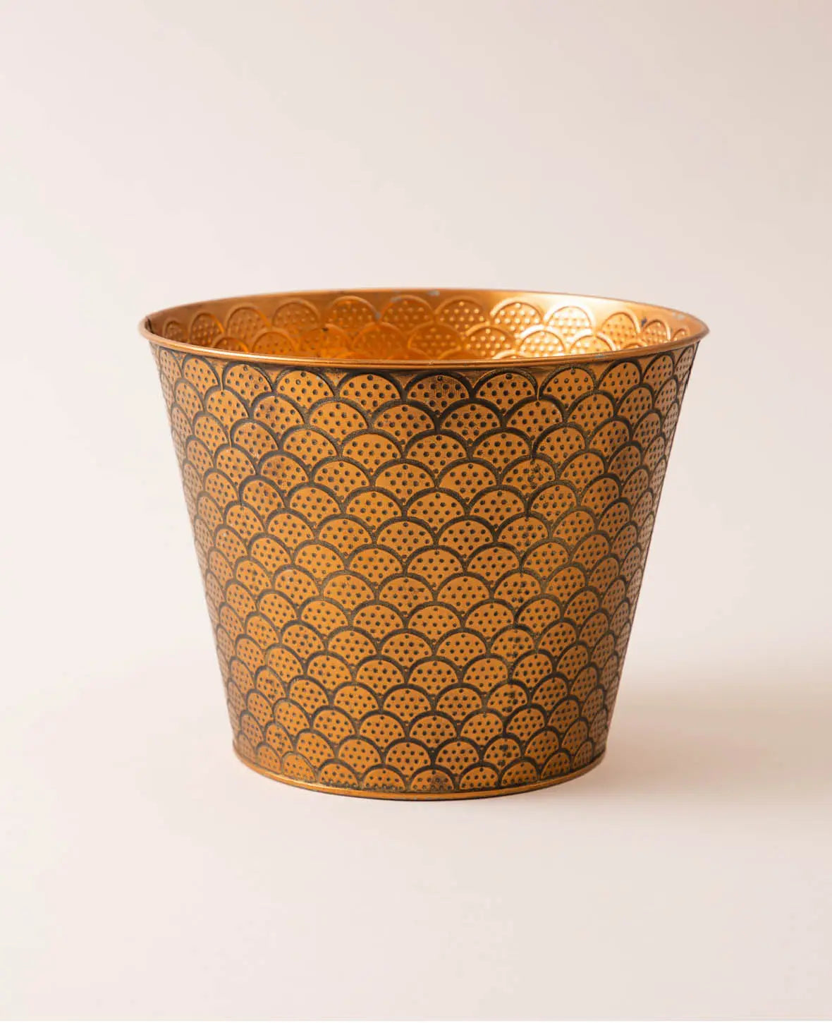 Blumentopf / Übertopf aus Blech, Kupferfarben mit Orient-Muster, Ø 23 x H 18.5 cm