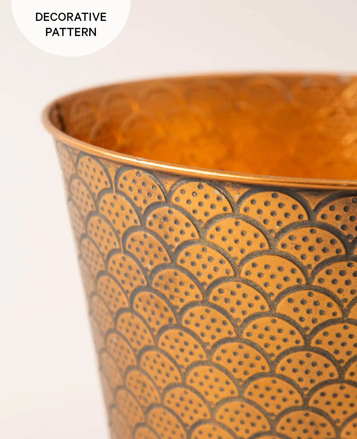 Tin pot, Oriental, Gold, 23x18.5cm