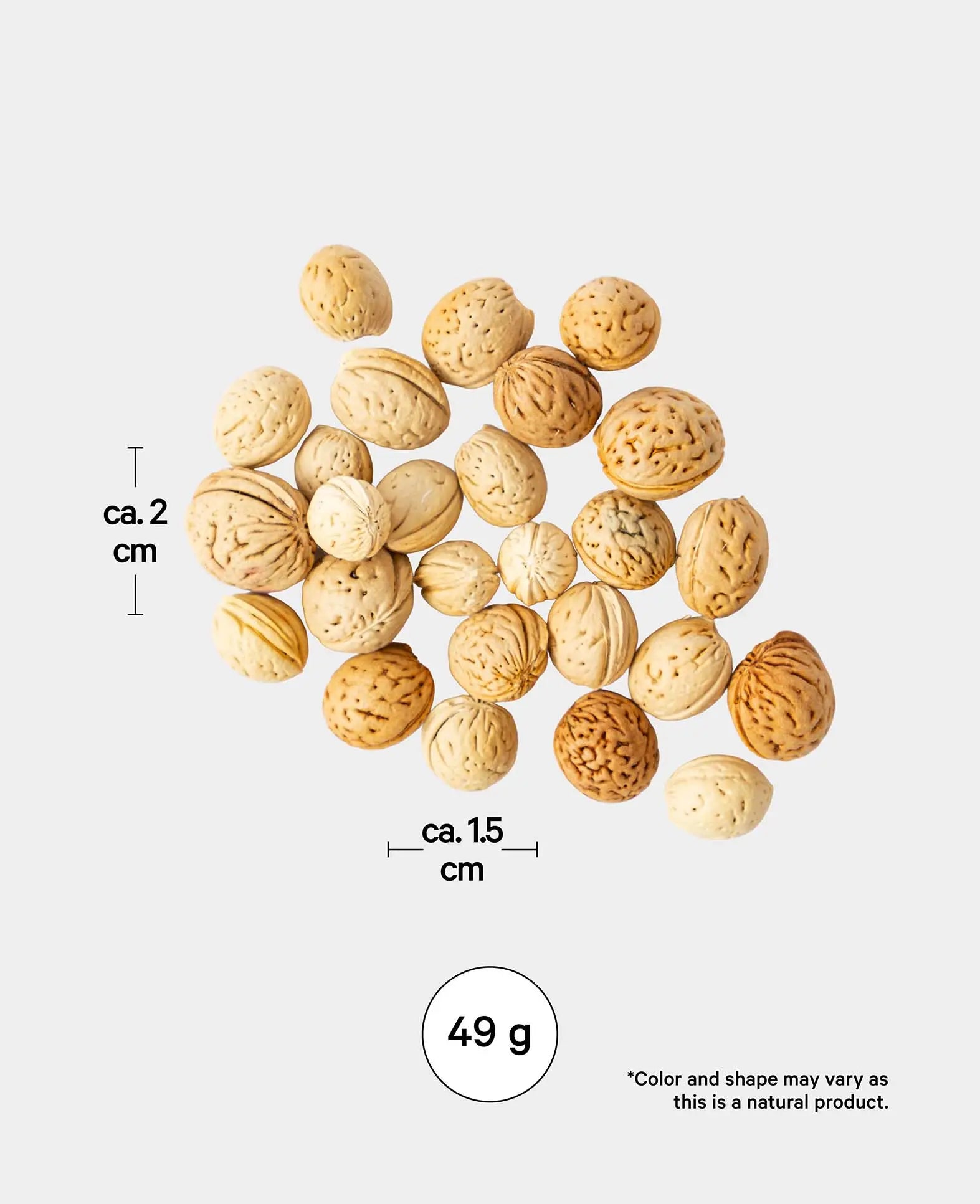 Small Dried Walnuts, Natural Brown, 49g