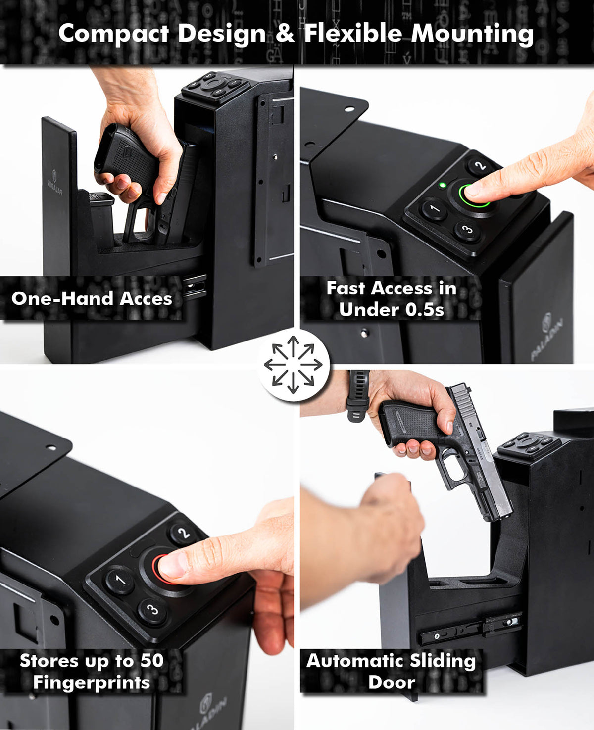 COFFRE-FORT À PISTOLET BIOMÉTRIQUE PALADIN SLIDER
