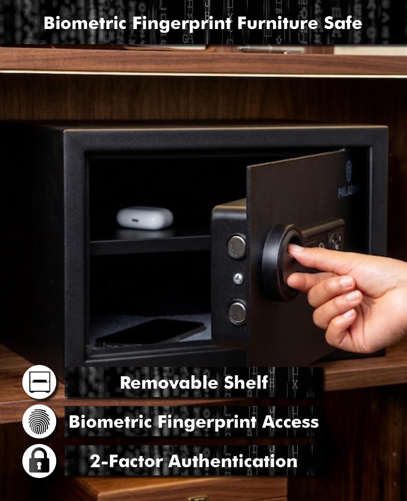 PALADIN FURNITURE SAFE WITH FINGERPRINT SCANNER