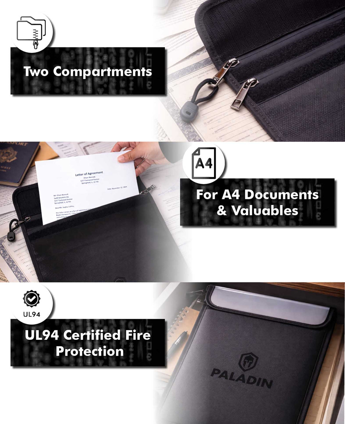 POCHETTE POUR DOCUMENTS IGNIFUGÉE PALADIN