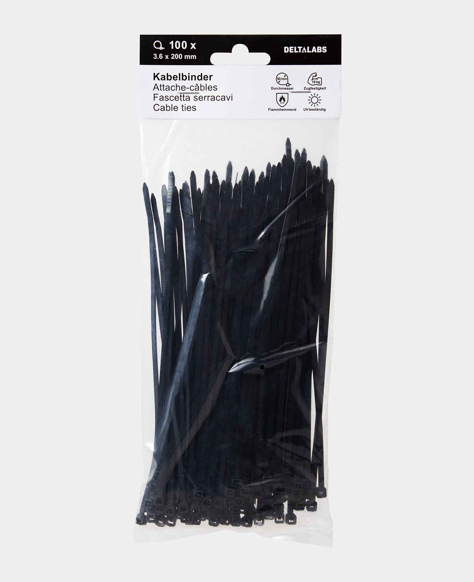 Colliers de serrage 3.6 x 200mm, 100 pièces