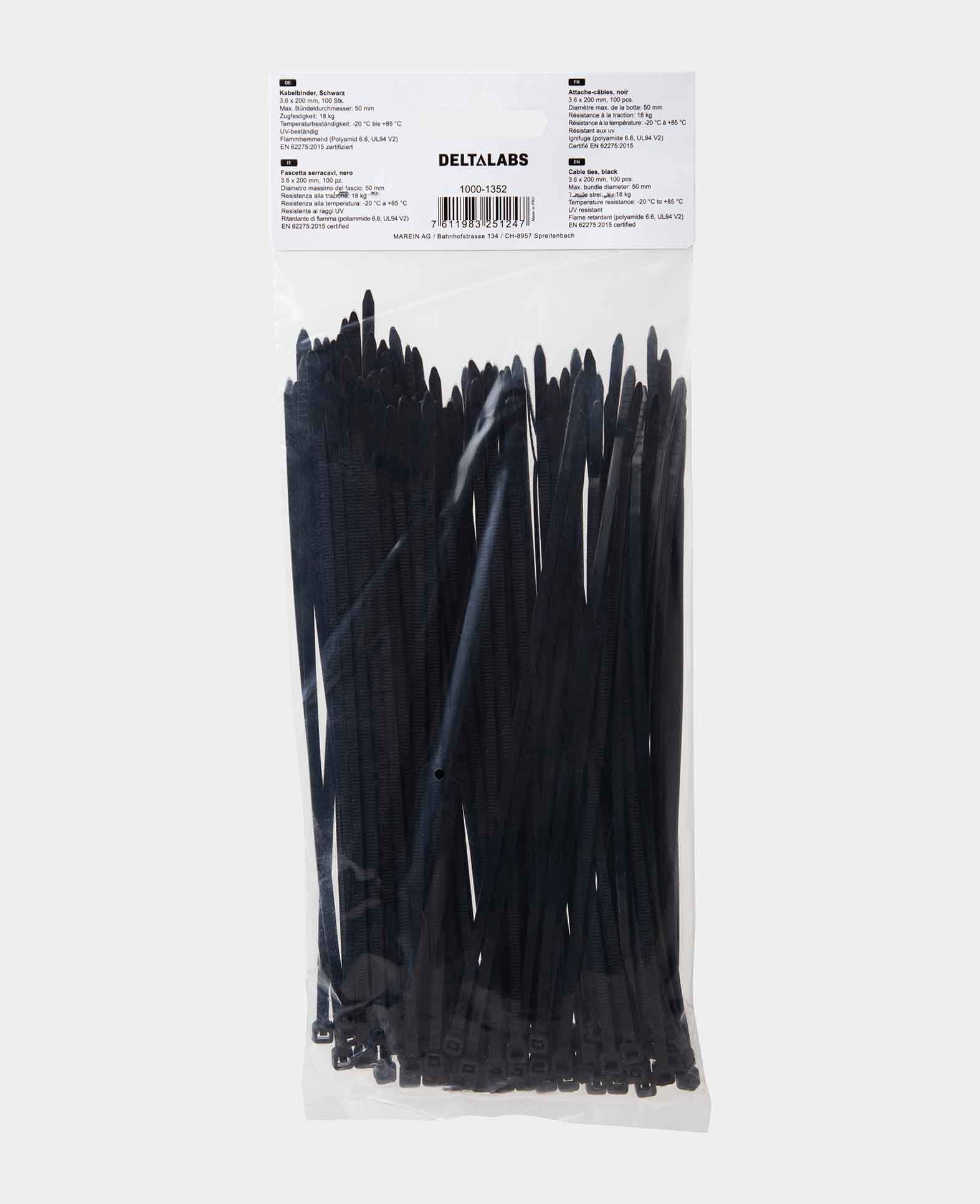 Colliers de serrage 3.6 x 200mm, 100 pièces