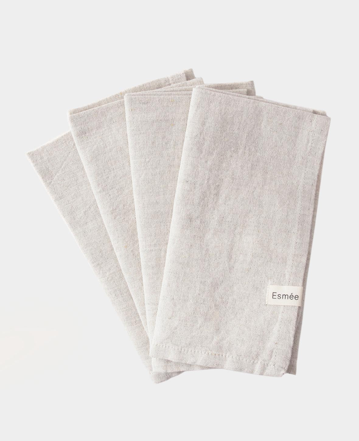 Ted Lot de 4 serviettes de table en tissu, naturel