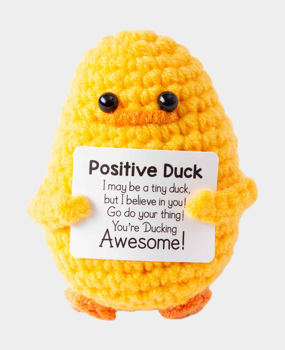 Positive Duck, Gehäkeltes Mini Plüschtier / Glücksbringer, Gelb, ca. 7.5 x 5 cm