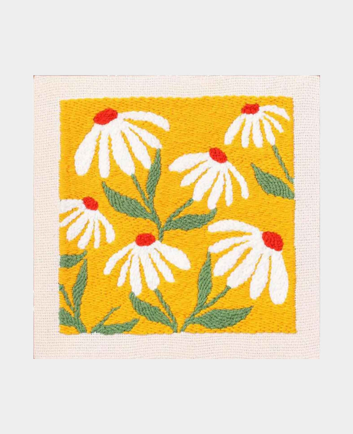 Kit de broderie punch needle pour débutants, Yellow Flower Power, 25 x 25 cm