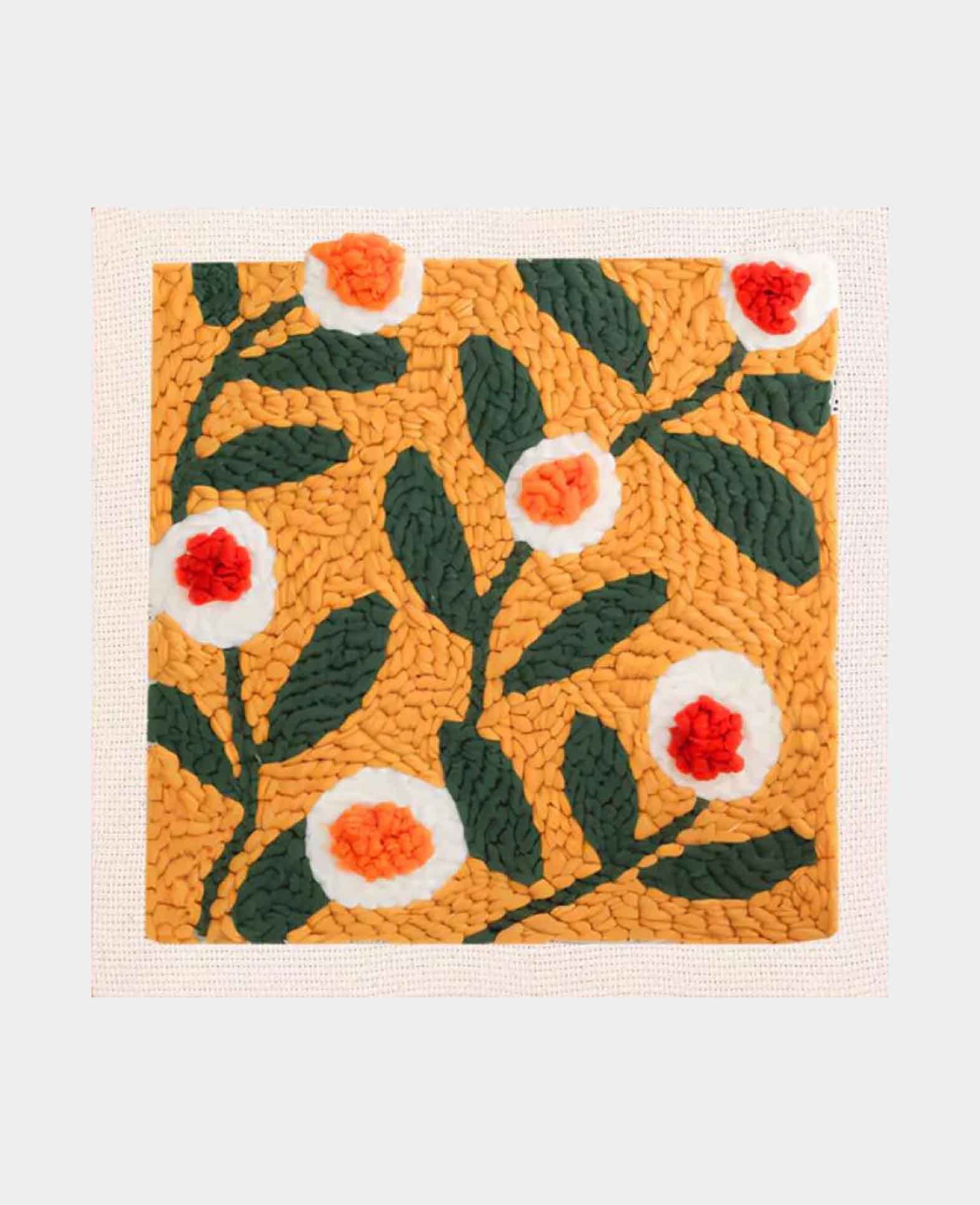 Kit de Punch Needle pour débutant, Pink Flower Power, 25 x 25 cm