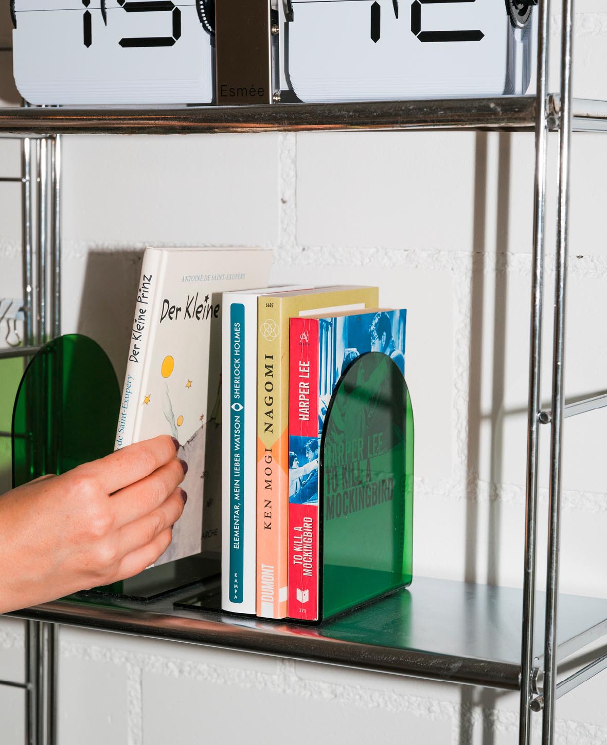 Acrylic Retro Bookend, green, 2 pcs.