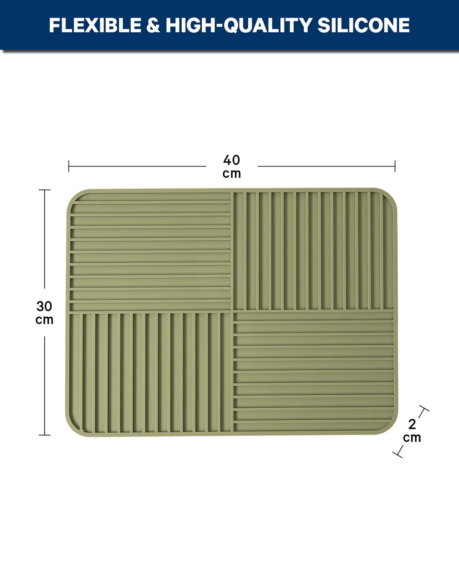 Tapis égouttoir en silicone, vert sauge, 30x40.2cm