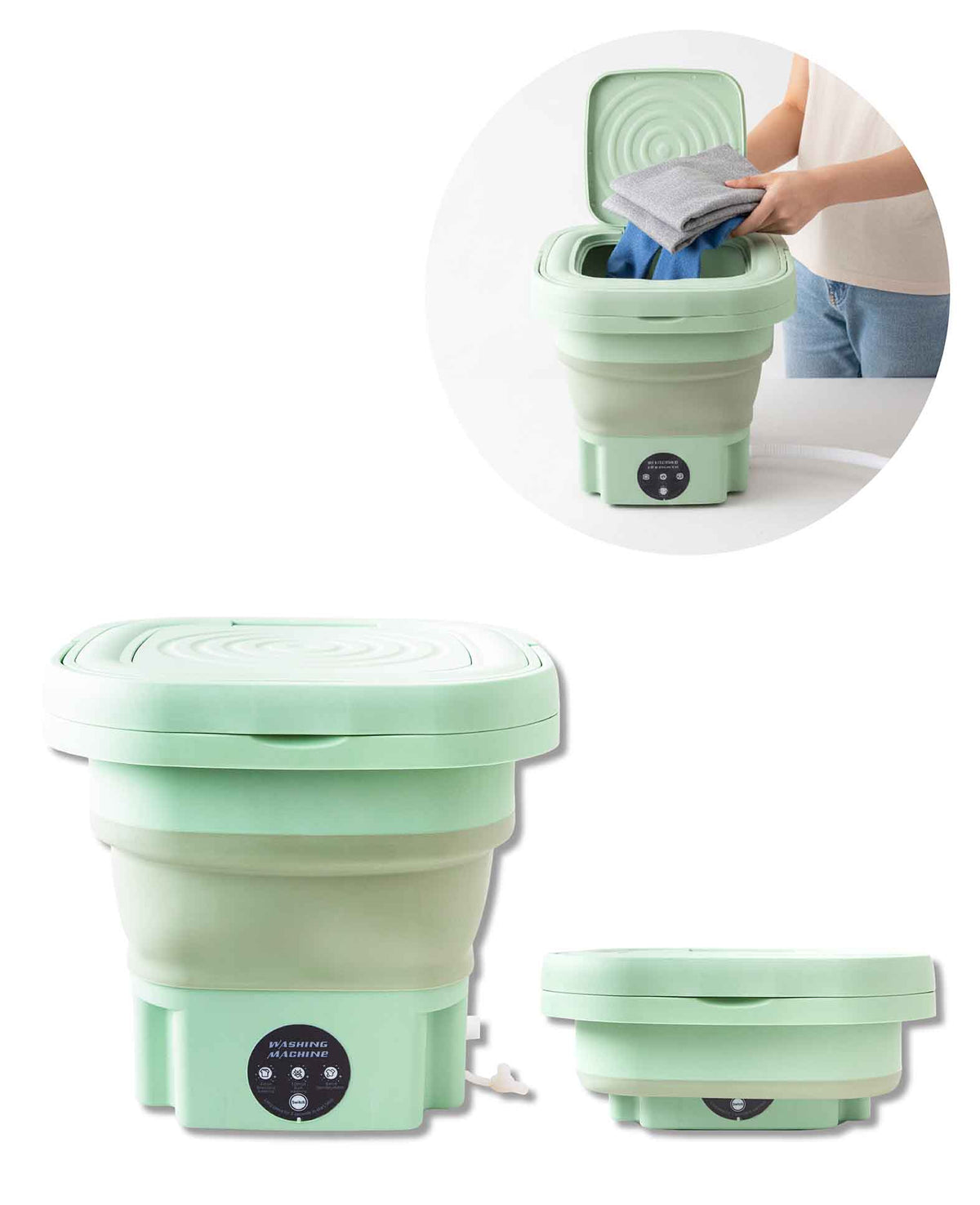 8L faltbare Mini-Waschmaschine, grün