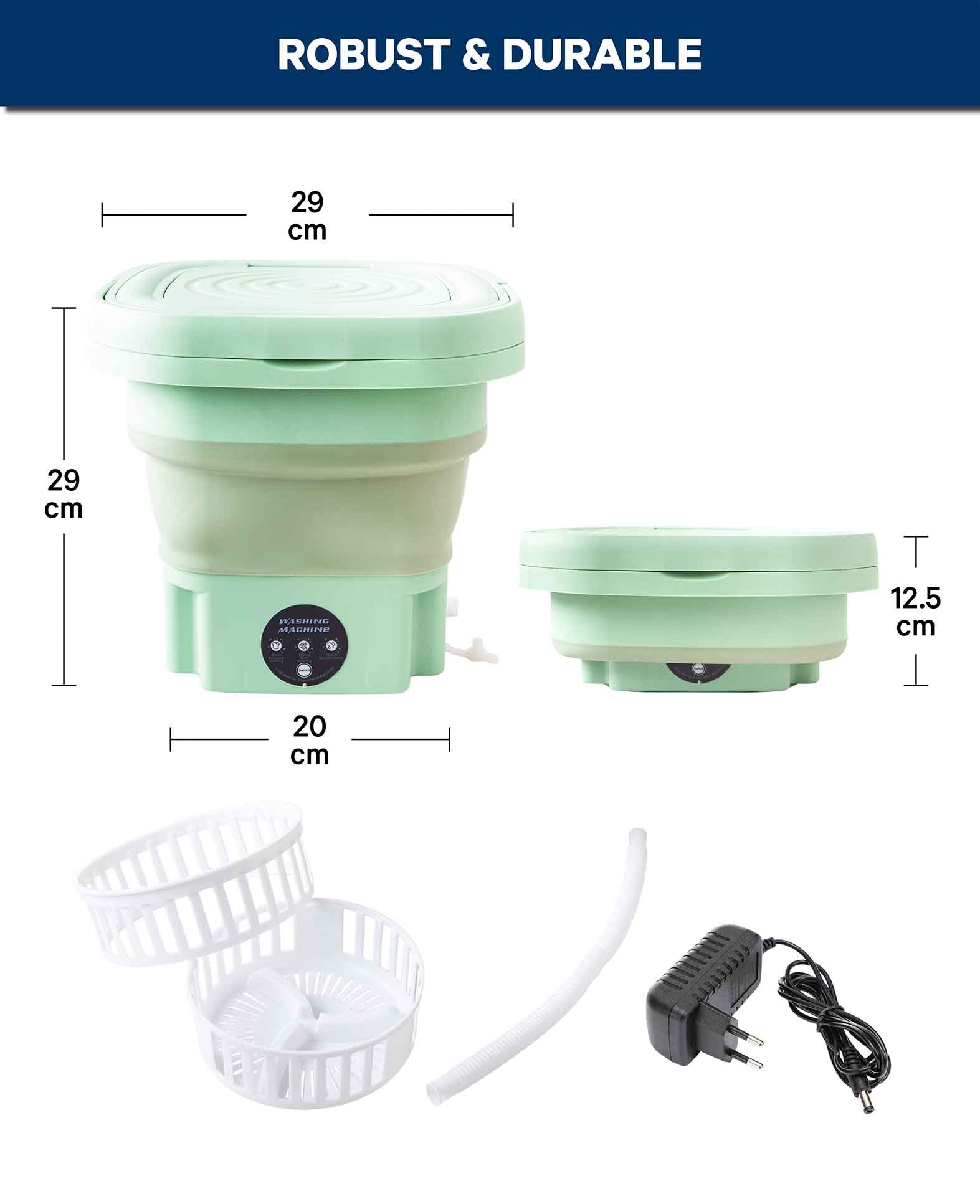 8L Foldable Mini Washing Machine, Green