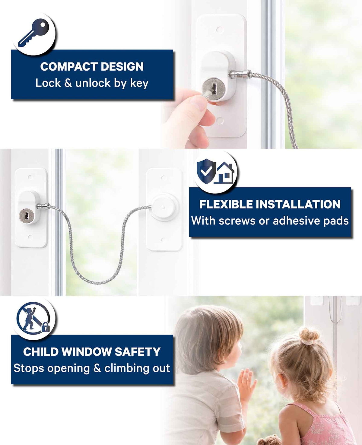 Child Safety Cable Lock for Windows, etc.